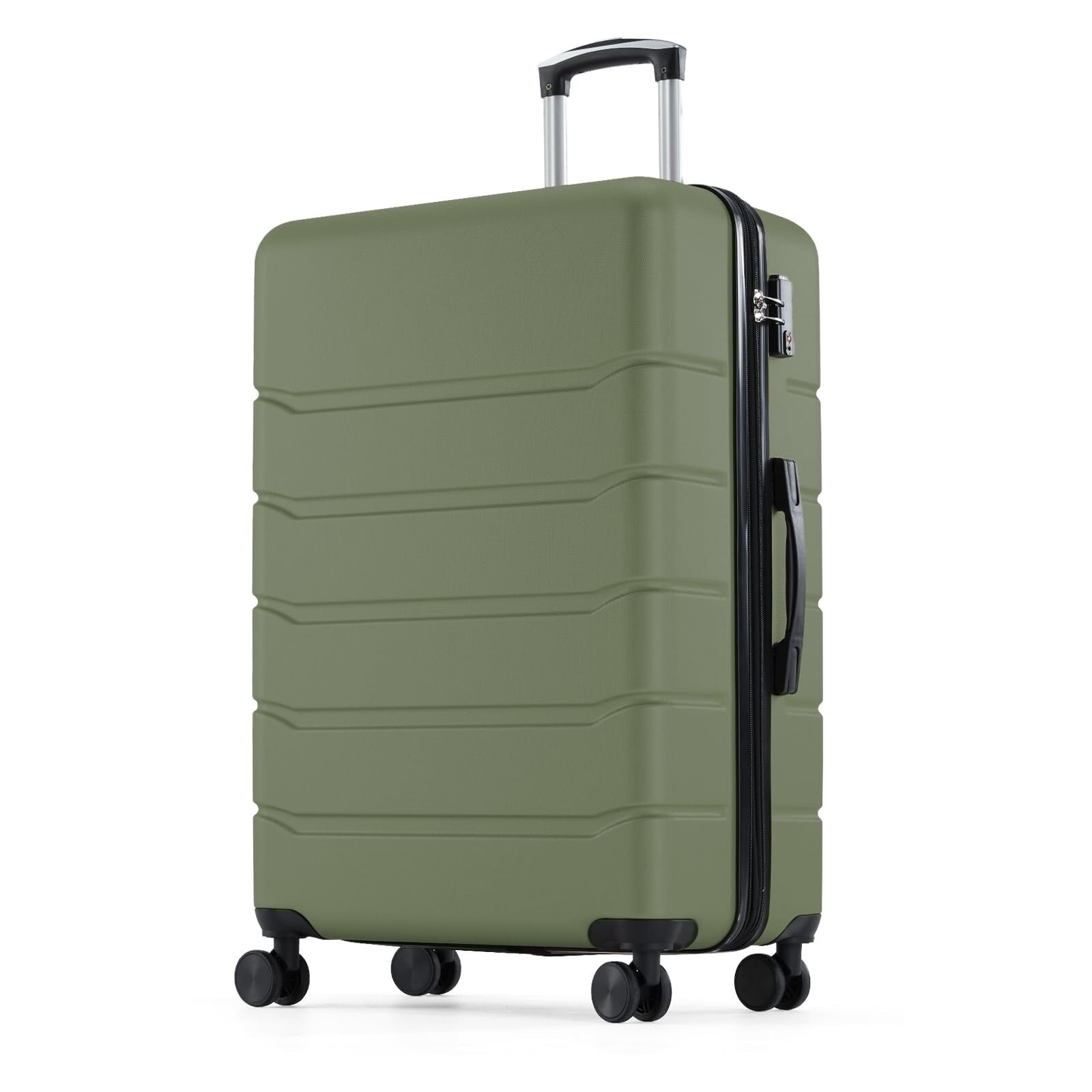 Kelno Medium Checked Luggage with Spinner Wheels ABS Hard Shell Suitcase Expandable Rolling Luggage with TSA Lock, Green