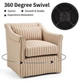 thumbnail image 4 of Bonzy Home 360° Swivel Striped Accent Chair, Upholstered Fabric Leisure Armchair with Removable Cushions, Brown & White Stripe, 4 of 7