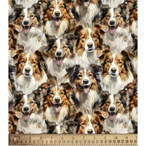 Cotton Collies Dogs Puppies Animals Pets Cotton Fabric Print by the Yard D759.69