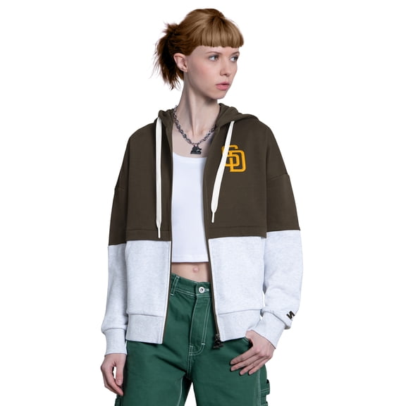 Women's Starter Brown/Heather Gray San Diego Padres Wishbone Full-Zip Hoodie