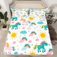 thumbnail image 2 of Manfei Cute Cartoon Unicorn Full Size Sheets,Rainbow Clouds Sun Bed Sheets,Colorful Stars Print Sheet Sets Boys Girls,Ultra Soft Home Decor,4pcs, 2 of 7
