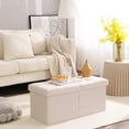 thumbnail image 2 of Storage Ottoman Bench Foldable Seat Footrest End of Bed Ottoman with Flipping Lid for Living Room, 75L, 30 inches Linen Fabric Beige, 2 of 6