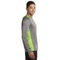 thumbnail image 3 of Sport-Tek Long Sleeve Heather Colorblock Contender Tee-3XL (Vintage Heather/ Lime Shock), 3 of 6