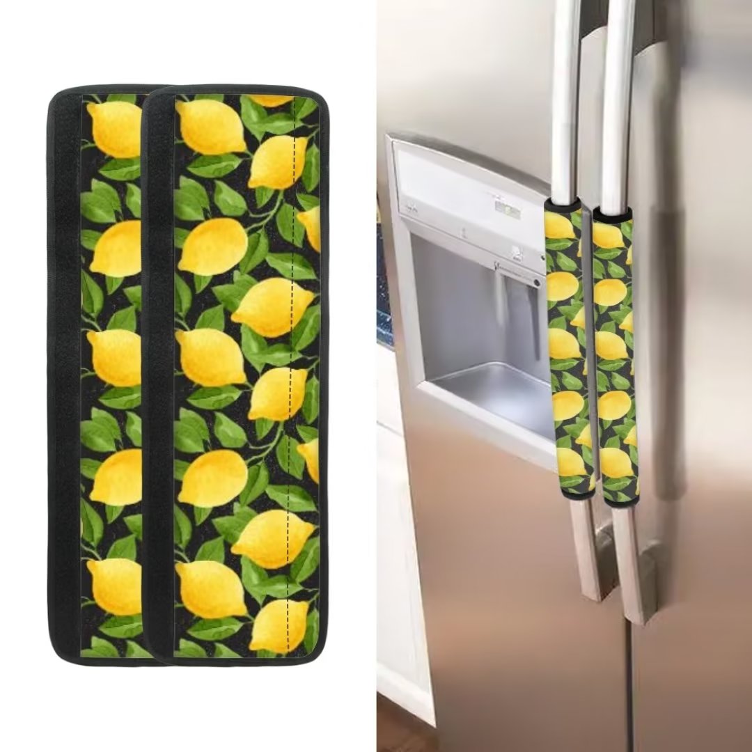 Renewold Lemon Refrigerator Door Handle Cover 4 Piece Kitchen Appliance