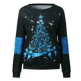 thumbnail image 5 of BKQCNKM Womens Christmas Sweater Christmas Sweaters For Women Women Fashion Christmas Tree Print Sweatshirt Loose Round Neck Loose Blouse Top Christmas Sweater Blue S, 5 of 5