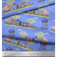 thumbnail image 3 of Soimoi Rayon Fabric Tree,Deer & Racoon Cartoon Print Fabric by The Yard 56 Inch Wide, 3 of 3