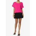 thumbnail image 6 of Women's Lightweight Woven Dolman Short Sleeve Boat Neck Relaxed Blouse Basic Top, 6 of 7