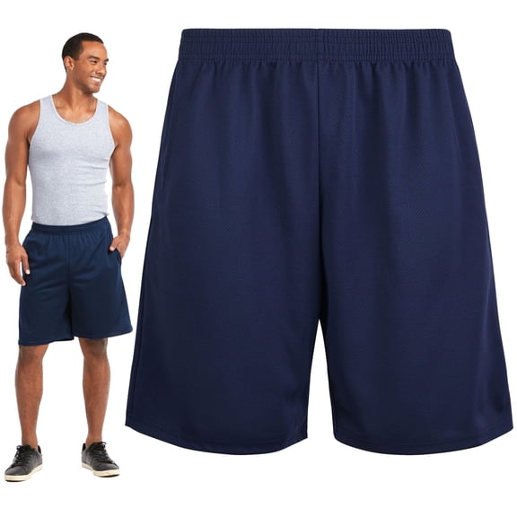 Men's Active Athletic Performance Shorts Sweat Gym Basketball Run Sports Navy XL