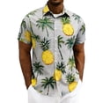 thumbnail image 3 of UVEASISHA Mens Short Sleeve Hawaiian Shirts Casual Pineapple Palm Tree Printed Button Down Shirt Summer Tropical Beach Vacation Clothes Birthday Gifts for Dad Gray XXL, 3 of 8