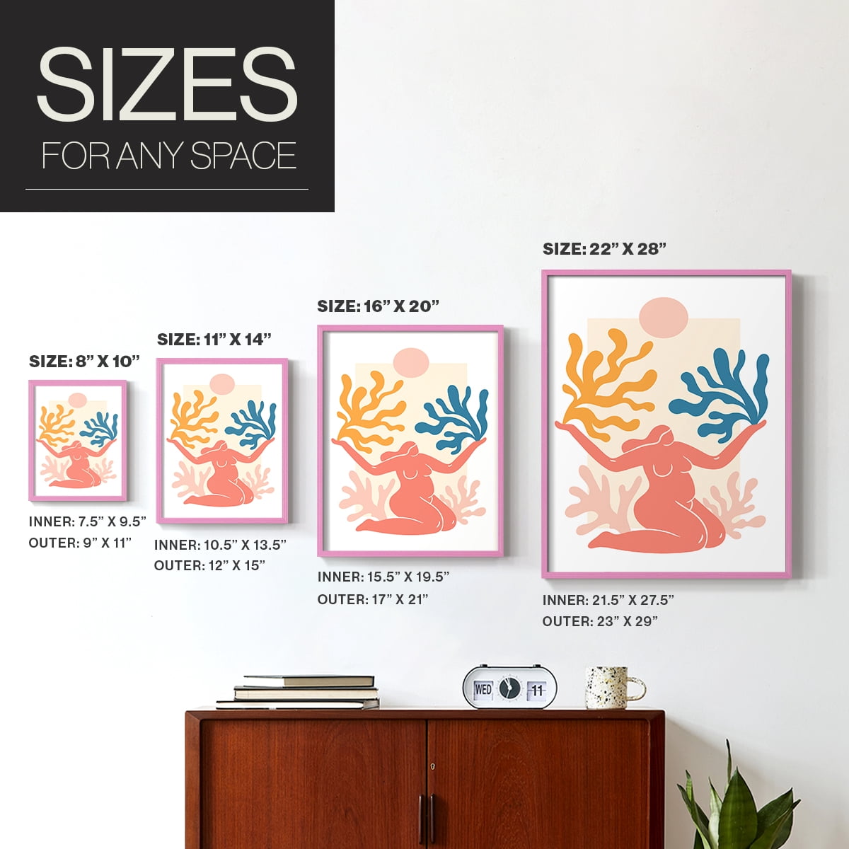 Matisse CDL in Pink Solid Wood Framed Print No Nail Hanging