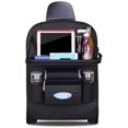 thumbnail image 1 of Car Seat Back Organizer Foldable Dining Table Holder Tray Bottles Holder MultifuncProtector Storage Bag Kick Mat Travel Accessory PU Leather - Black, 1 of 8