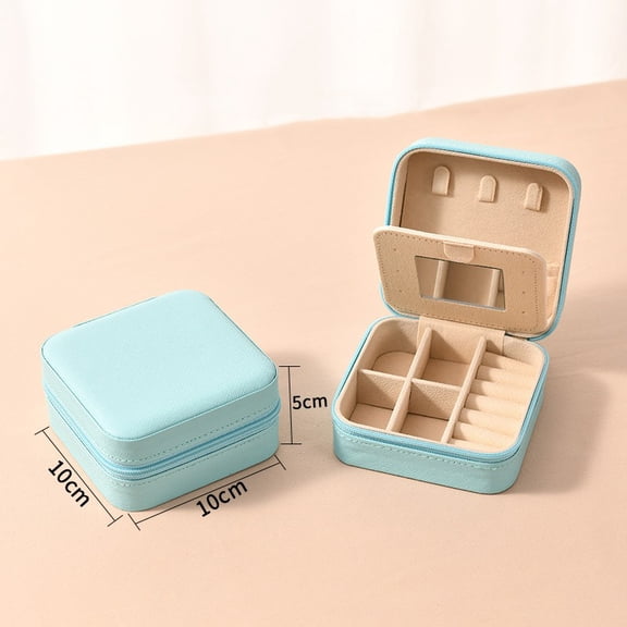 weibbin Velvet Lined Jewelry Organizer Box, Multi-Compartment Storage Case with Mirror for Rings Earrings Necklaces, Travel-Friendly Gift Box for Accessories Collection