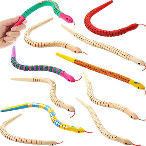 10 NEW WOODEN WIGGLE SNAKES 28" WOOD SNAKE PRETEND CLASSIC KIDS TOY 