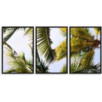 IDEA4WALL 3 Piece Canvas Wall Art Tropical Palm Trees Canvas Prints Framed Wall Art Decor