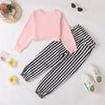 thumbnail image 4 of 5T Baby Girls Clothes 6 Years Little Girls 2PCS Fall Winter Outfits Set Little Girls Long Sleeve Top Stripe Pants Set Pink, 4 of 10