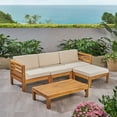 thumbnail image 2 of Noble House Cambridge Outdoor 5-Pc Acacia Wood Sofa Set Teak and Beige, 2 of 18