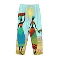 thumbnail image 5 of Disketp African Women In Mountain Landscape Print Women'S Comfy Pajama Pants Casual Drawstring Palazzo Lounge Wide Leg Pants, 5 of 9