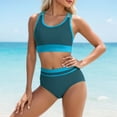 thumbnail image 4 of Ticikt Women's High Waisted Bikini Sets Sporty Two Piece Swimsuits Color Block Cheeky High Cut Bathing Suits, 4 of 6