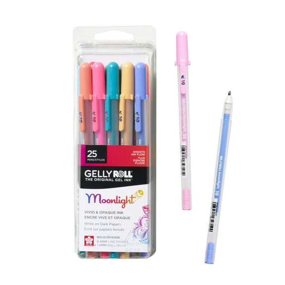 Sakura Gelly Roll Moonlight Size 10 Gel Pens - Bold Point Ink Pen for Journaling, Art, or Drawing - Assorted Colored Ink - Bold Line - 25 Pack