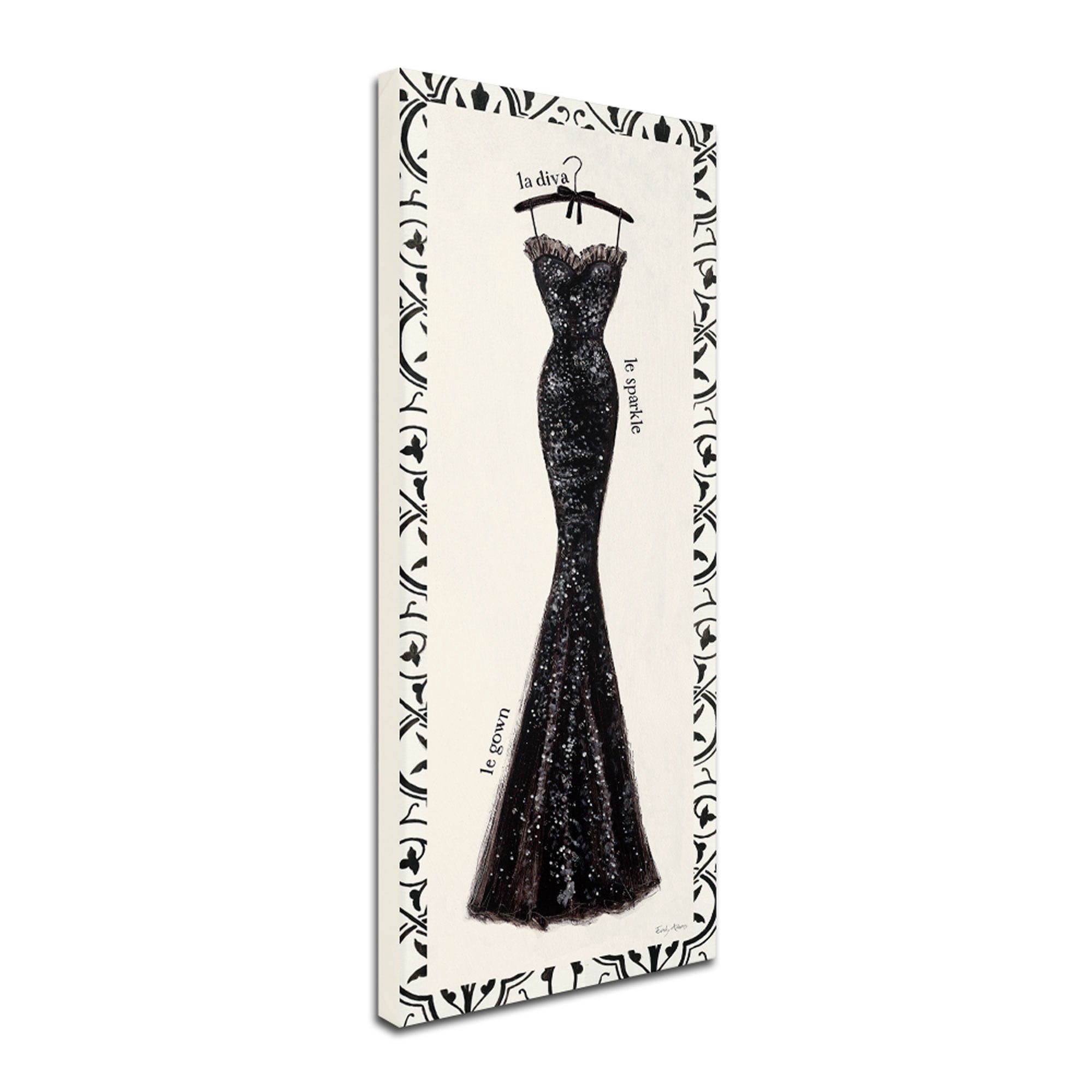Trademark Fine Art 'Couture Noir Original IV with Border' Canvas Art by Emily Adams