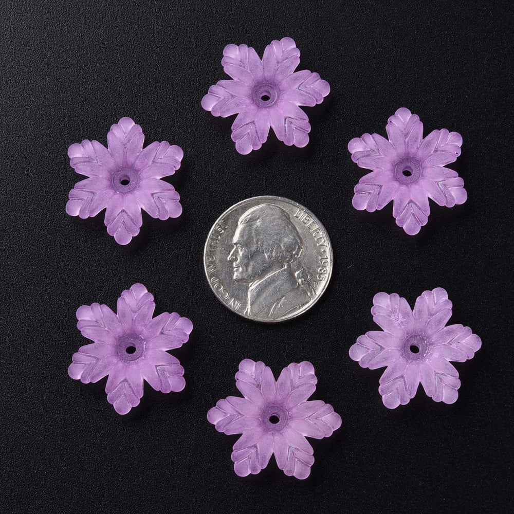 500g Transparent Acrylic Beads Frosted Flower Violet 21x19x5.5mm Hole: 1.6mm about 930pcs/500g