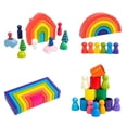 thumbnail image 2 of Juguete Bloques de construcción de madera Juguete en forma de arco iris Portátil Educación temprana Juguetes para niños Jugar Aprendizaje Niños pequeños Regalos Rainbow People Set Inevent FN001469-02, 2 of 7