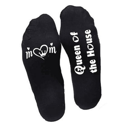 

Huachen Unisex Queen of the house Great Gamer Gift Letter Funny Mid Calf Stripe Socks
