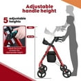 thumbnail image 3 of COSYWILL Rollator Walker with Seat,Foldable Mobility Walker with Durable Steel,Rolling Walker with 8" Wheels for All Terrain,Adjustable Height,300 lbs,Red, 3 of 8