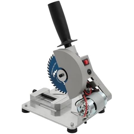 110V Portable Tabletop Saw, 96W Adjustable Chop Miter Saw Versatile Manual Chop Saw Miniature Table Saw Speed of Up to 9000 R/Min with Protective Cover & Blades
