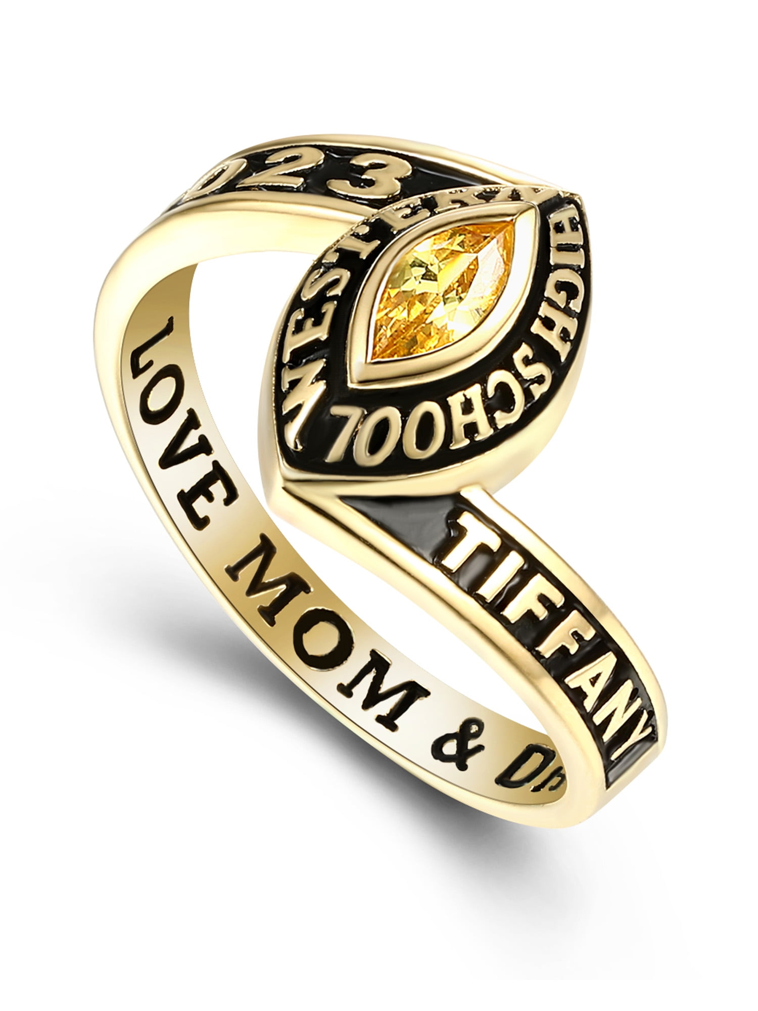 Mementos PJM Customized Women's Class Rings 10kt Yellow Gold for High School and College Graduation