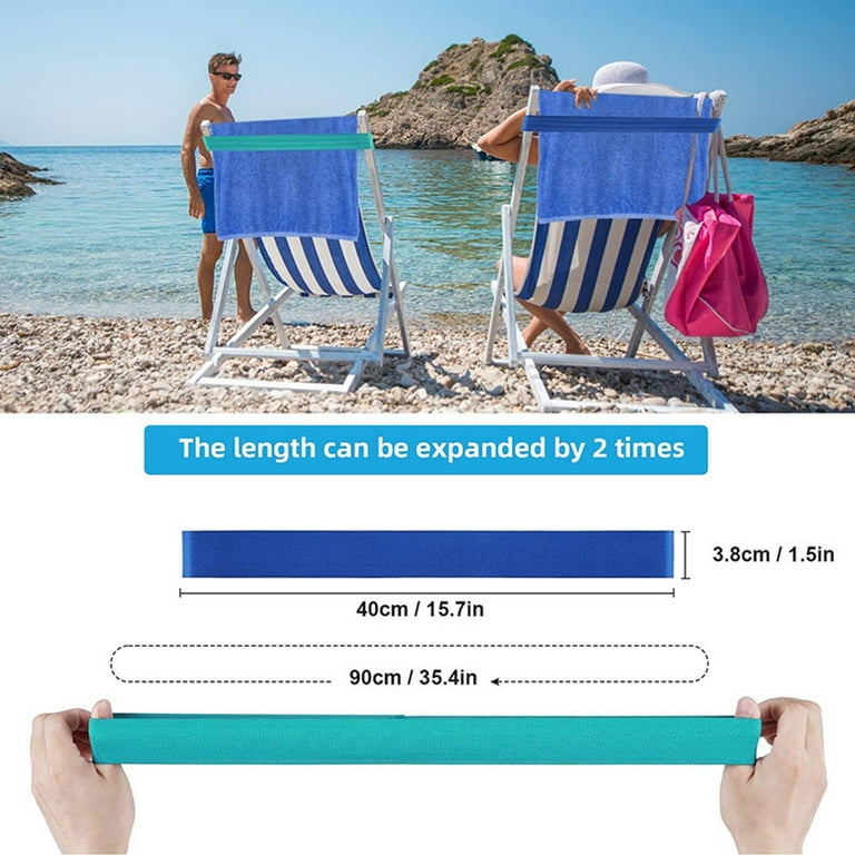 Pack Of 5 Beach Chair Towel Bands,Elastic Beach Chair Towel Clips,Windproof Towel Holder,Silicone Rubber Bands Straps For Beach,Pool And Cruise Chairs(Blue