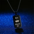 thumbnail image 3 of Uloveido His Queen and Her King Black Titanium Couples Pendant Necklaces with Crown Tag - His and Hers Matching Wedding Jewelry Sets for Boyfriend Girlfriend SN115 (Black Pairs), 3 of 6