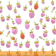 Lilac Strawberry Fabric, Heather Ross 20th Anniversary Windham Collection, Sold by the Quarter Yard