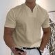 thumbnail image 2 of Hombres Casual Sólido Con Bolsillos Deportes De Manga Corta Con Cuello En V Ropa De Entrenamiento De Fitness Camiseta Top Pompotops  oipoqjl34301, 2 of 8