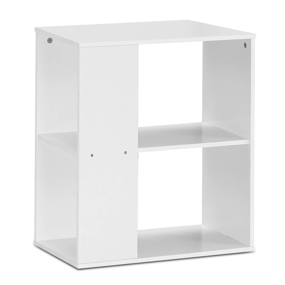Demi Bonn Side Table, Rectangular Nightstand, 2-Tier Side End Table with Storage Shelves, for Living Room, Bedroom, White