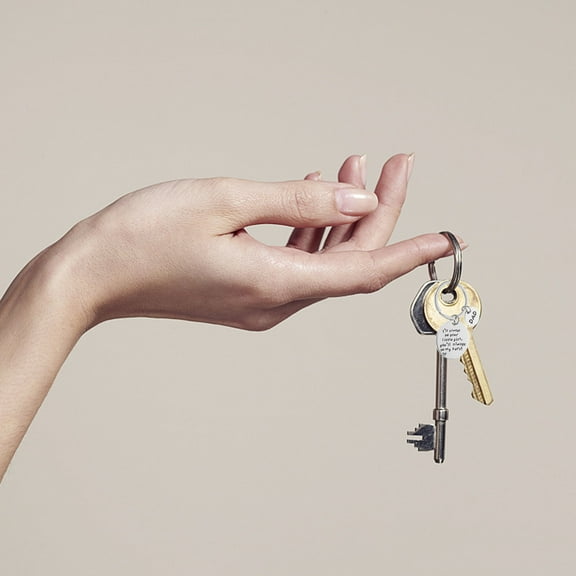 FRCOLOR Father's Day Key Chain with Heartwarming Engraving Made of Stainless Steel Silver Color 30mm