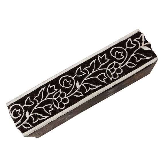 Rectangular Shape Wooden Stamp Textile Printing On Apparel Fabric Border Craft