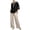 Black, variant on Women's Two Piece Outfit Set Embroidered Linen Blended 3/4 Sleeve Bohemian Top and Wide Leg Pants for Women Daily