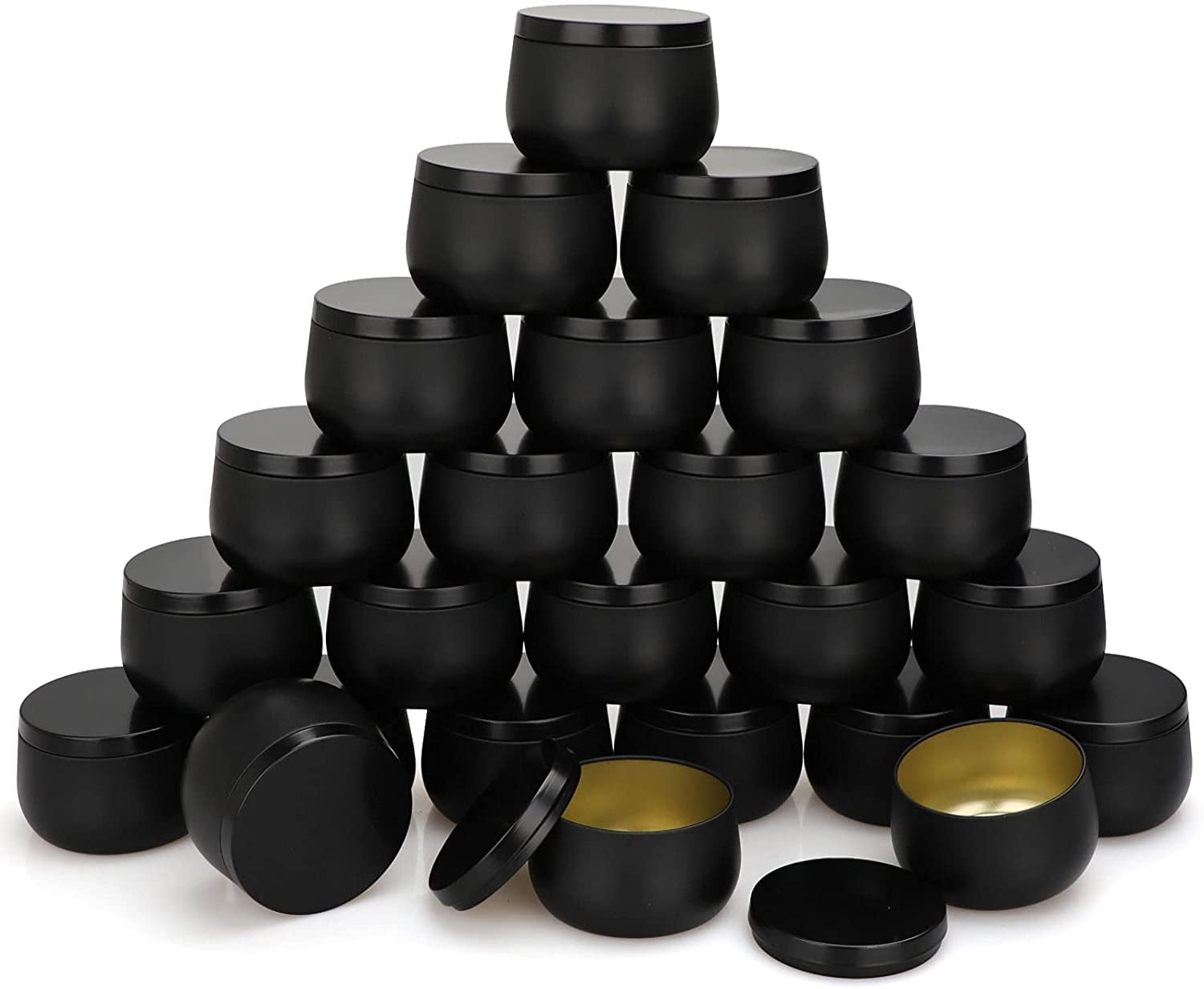 8 oz Black Candle Jars for Candle Making Candle Tin 24 Piece Candle Containers with Lid DIY Candle Can Tin Bulk Candle Making Party Supplies 