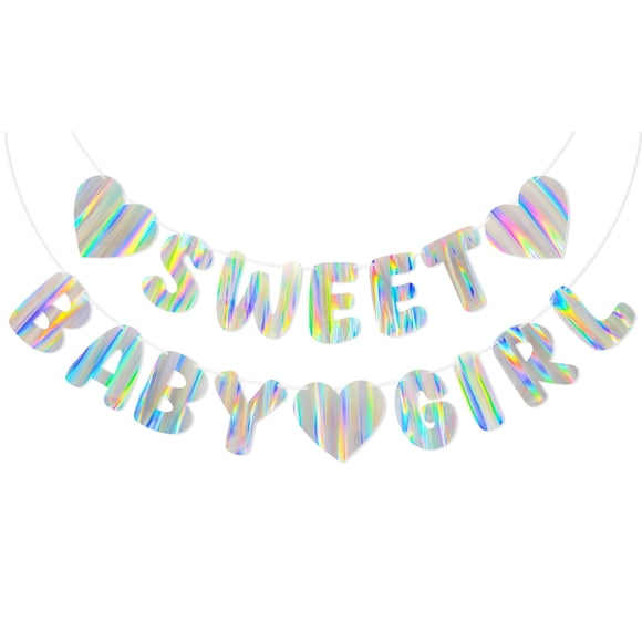 Guirnalda para Baby Shower Merrivo Iridiscente Holográfica para Niña