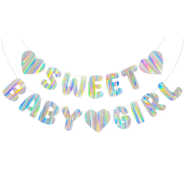 Guirnalda para Baby Shower Merrivo Iridiscente Holográfica para Niña