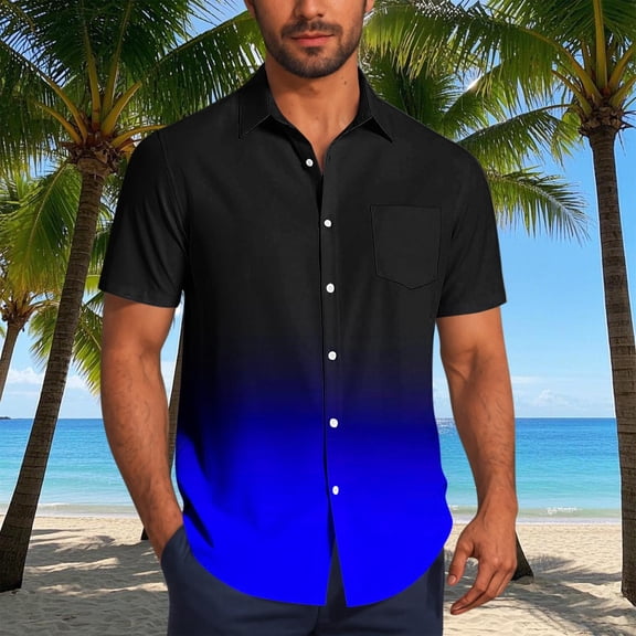 Goodtrade8 Mens Summer Shirts Short Sleeve Casual Button Plain Collared Button up Style T-Shirts for Men Crew Neck