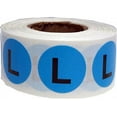 thumbnail image 1 of Autocollants de Taille de Vêtements Cercle Bleu Grand L, Rond de 3/4 de Pouce, 500 Labels sur un Rouleau, 1 of 1