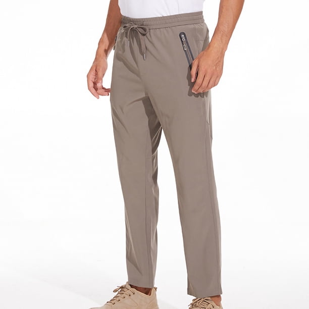 Pantalones largos de verano para hombre, para senderismo al aire libre, transpirables, para entrenamiento deportivo y fitness, de color liso.