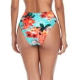 thumbnail image 5 of Relleciga Women's Blue Floral High Cut High Waisted Bikini Bottom Size Large, 5 of 8
