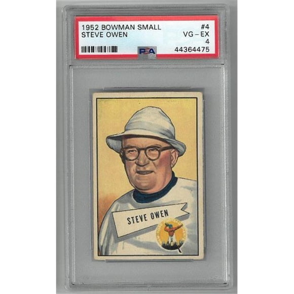 Athlon Sports CTBL-024947 Steve Owen New York Giants 1952 Bowman Small Football Card No.4- PSA Graded 4 Very Good- Excellent