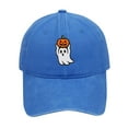 thumbnail image 3 of Halloween Embroidered Baseball Cap, Distressed Dad Hat with Owl and Pumpkin Design, Adjustable Unisex Cap for Outdoor Activities, Halloween Parties and Festive Autumn Events, 3 of 3