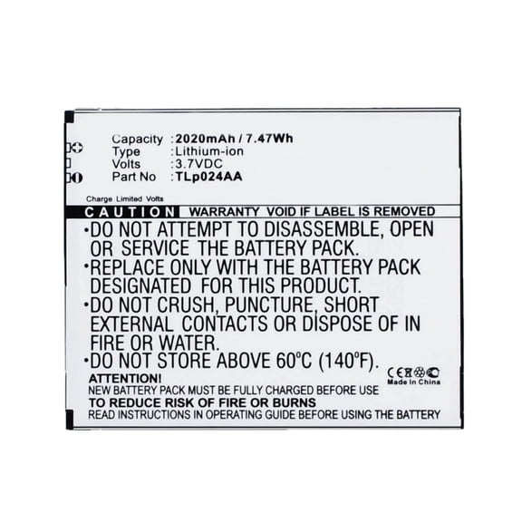 Batteries N Accessories BNA-WB-L3676 Cell Phone Battery - Li-Ion, 3.7V, 2020 mAh, Ultra High Capacity Battery - Replacement for TCL TLp024AA Battery