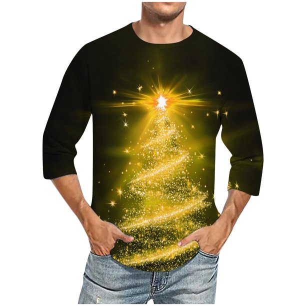 Camisas de Manga Larga para Hombres Imprimir Casual Cuello Redondo Blusa de Manga Corta, Camisas de Lino para Hombres
