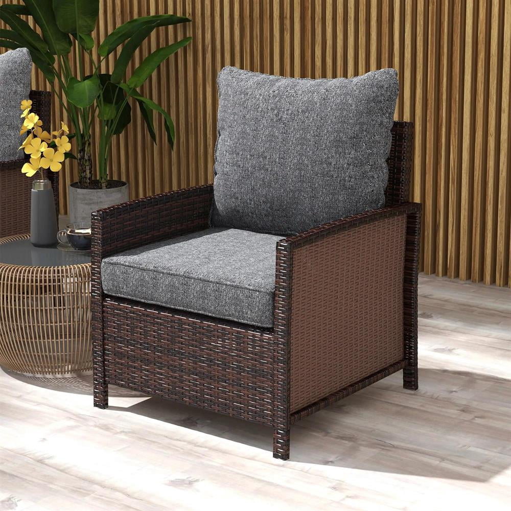 Resenkos Patio Chair Cushions, Outdoor Chair Pads,4 Patio Chair Cushions with Seat & Backrest, Fade Resistant Seat Replacement Cushion Set, Gray